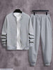 Men fleece track suit-2pcs -black-plain Collar Design