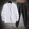 stylish men zipper track suit 2-pcs polyester plain design