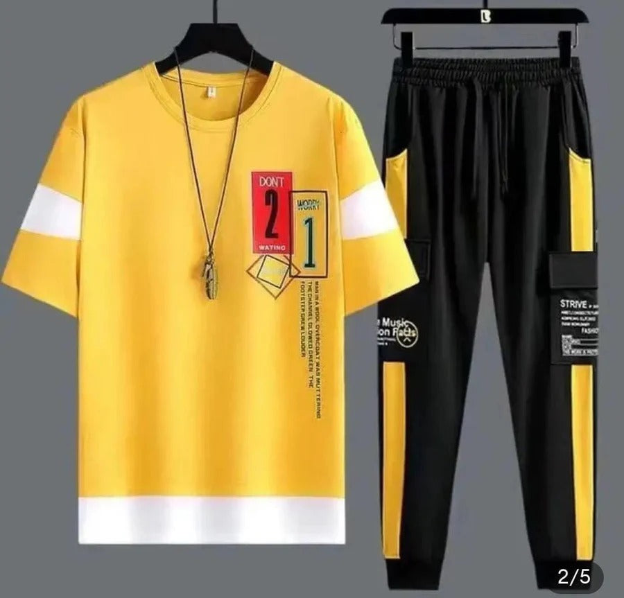 2 Pcs Men's Polyester Printed Track Suit
